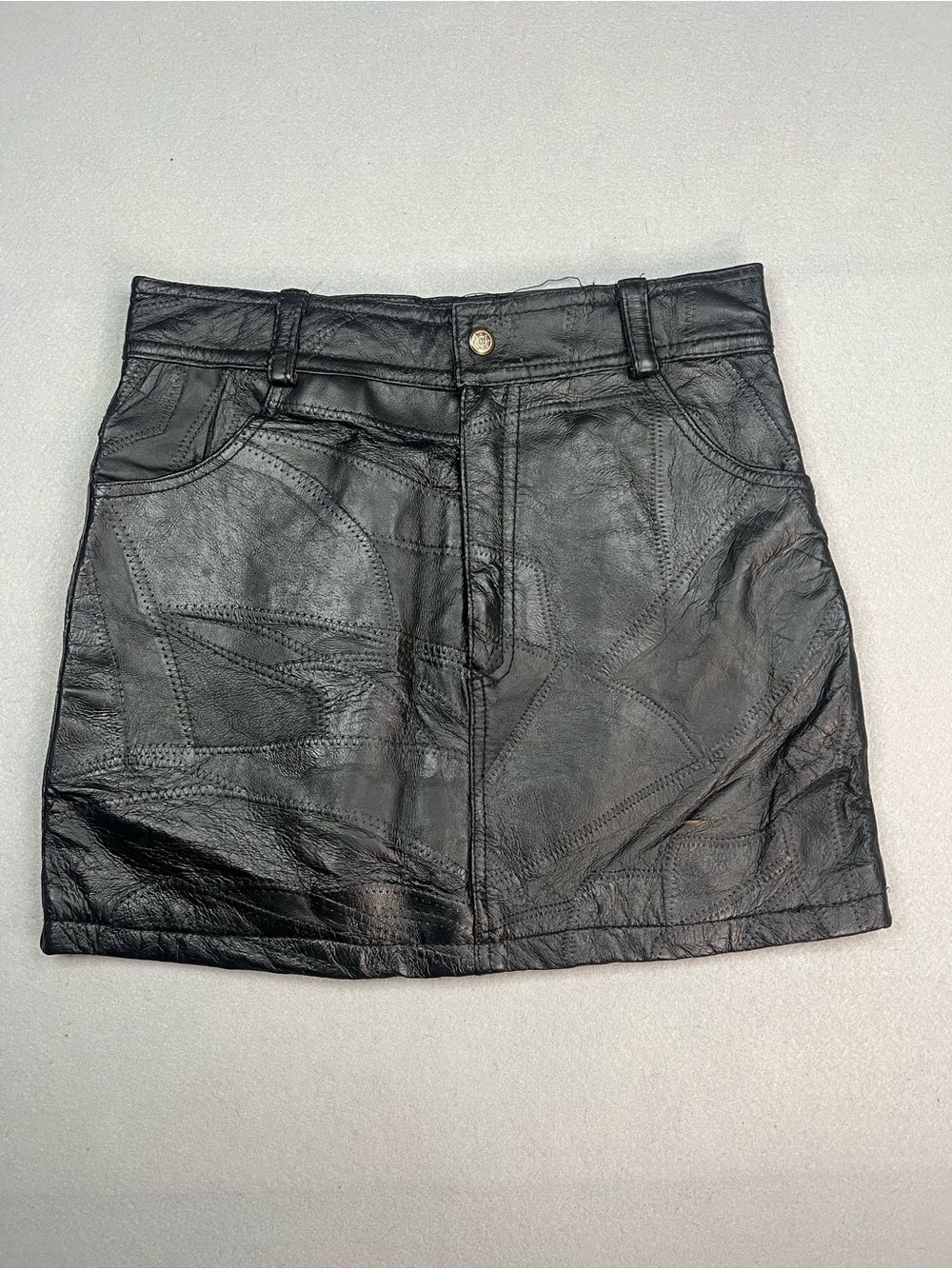 DeCoded genuine leather skirt black stitched size medium